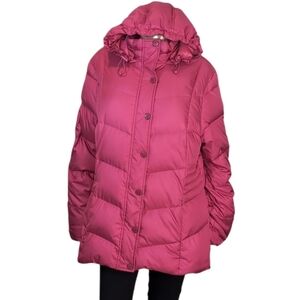 Tommy Hilfiger Down Feather Puffer Coat Hooded Raspberry Pink Womens Size XXL